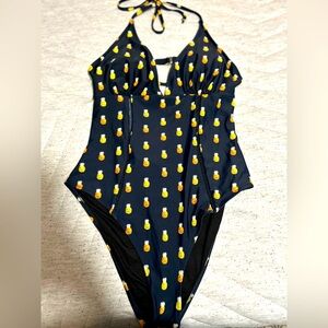 Cupshe Pineapple One Piece Pineapple Women’s Halter Swimsuit adjustable tie neck